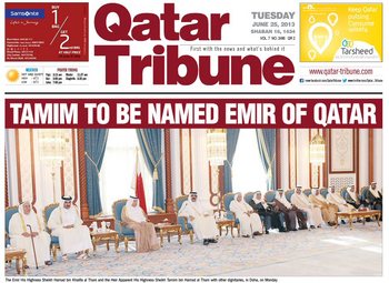 20130625 Tamim to be named Emir of Qatar (Qatar Tribune)1.jpg